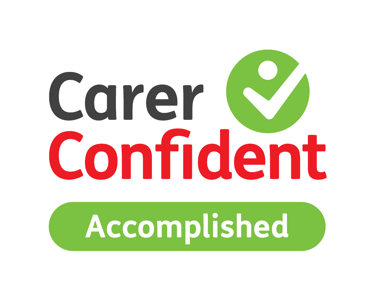 Logo of the Carer Confident Accomplished programme, demonstrating recognition as a carer-friendly organisation.